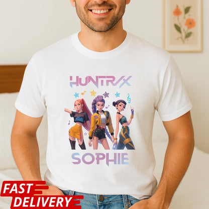 HUNTRX Sophie T-Shirt, Gamer Girl Anime Style Tee, Kpop Aesthetic Shirt, Virtual Idol Graphic Tee, Cool Pop Star Character Shirt