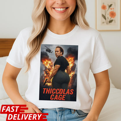 Thiccolas Cage Meme T-Shirt, Thiccolas Cage Shirt, Funny Action Movie Meme Tee, Nicolas Cage T Shirt, Raunchy Gag Gift for Celeb Fans