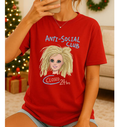 Anti Social Club Barbie Meme T-Shirt, Messy Barbie Head Tee, Funny Barbie Parody Shirt, Closed 24hrs Graphic Top, Barbiecore Aesthetic Tee