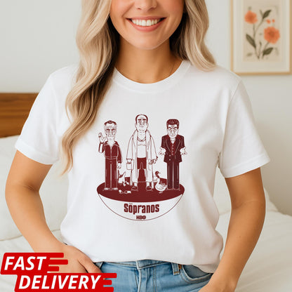 The Sopranos Cartoon Shirt, HBO Gangster TV Show Tee, Retro Mafia Graphic T-Shirt, Funny Mobster Gift, Vintage Crime Series Merch