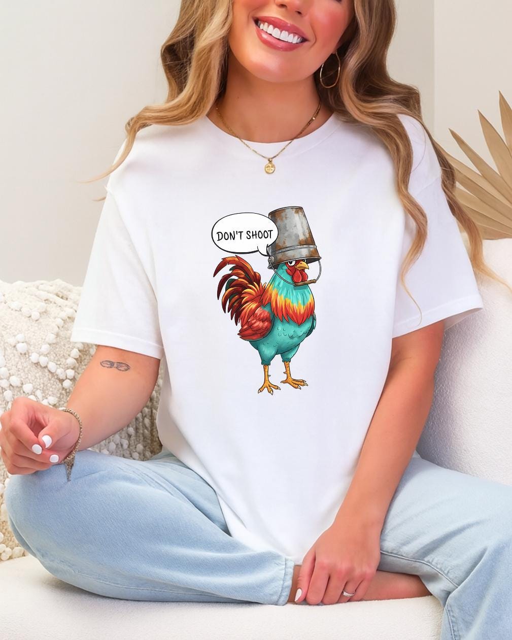 Arc Raiders Don’t Shoot T Shirt, Dont Shoot Funny Chicken Tee, Arc Raiders Inspired Graphic Shirt, Sarcastic Gamer Meme TShirt