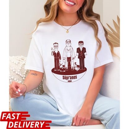 The Sopranos Cartoon Shirt, HBO Gangster TV Show Tee, Retro Mafia Graphic T-Shirt, Funny Mobster Gift, Vintage Crime Series Merch