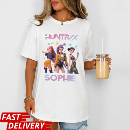 HUNTRX Sophie T-Shirt, Gamer Girl Anime Style Tee, Kpop Aesthetic Shirt, Virtual Idol Graphic Tee, Cool Pop Star Character Shirt