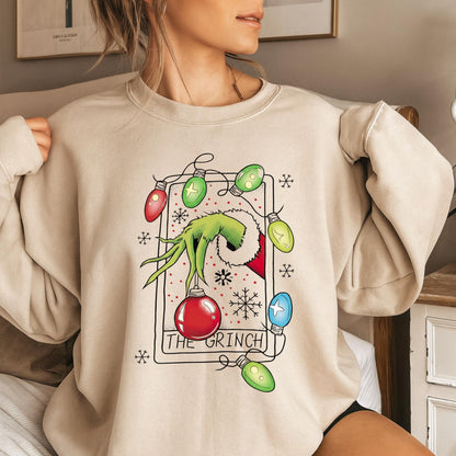 Funny Christmas Chief Parody T-Shirt, Green Mischief Hand Holiday Tee, Chief Xmas Lights Graphic Shirt, Cute Festive Cartoon Top