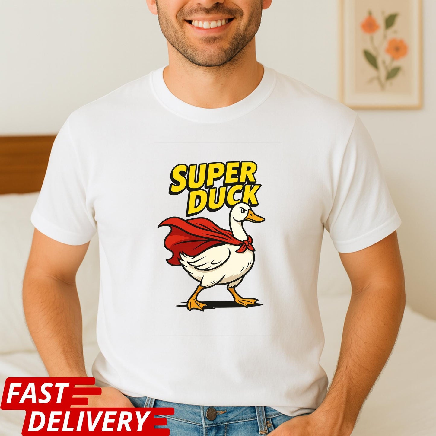 Super Duck Shirt, Funny Cartoon Duck T-Shirt, Superhero Animal Graphic Tee, Cute Comic Duck Tee, Gift for Duck Lovers, Silly Animal Shirt