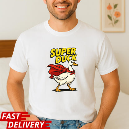 Super Duck Shirt, Funny Cartoon Duck T-Shirt, Superhero Animal Graphic Tee, Cute Comic Duck Tee, Gift for Duck Lovers, Silly Animal Shirt