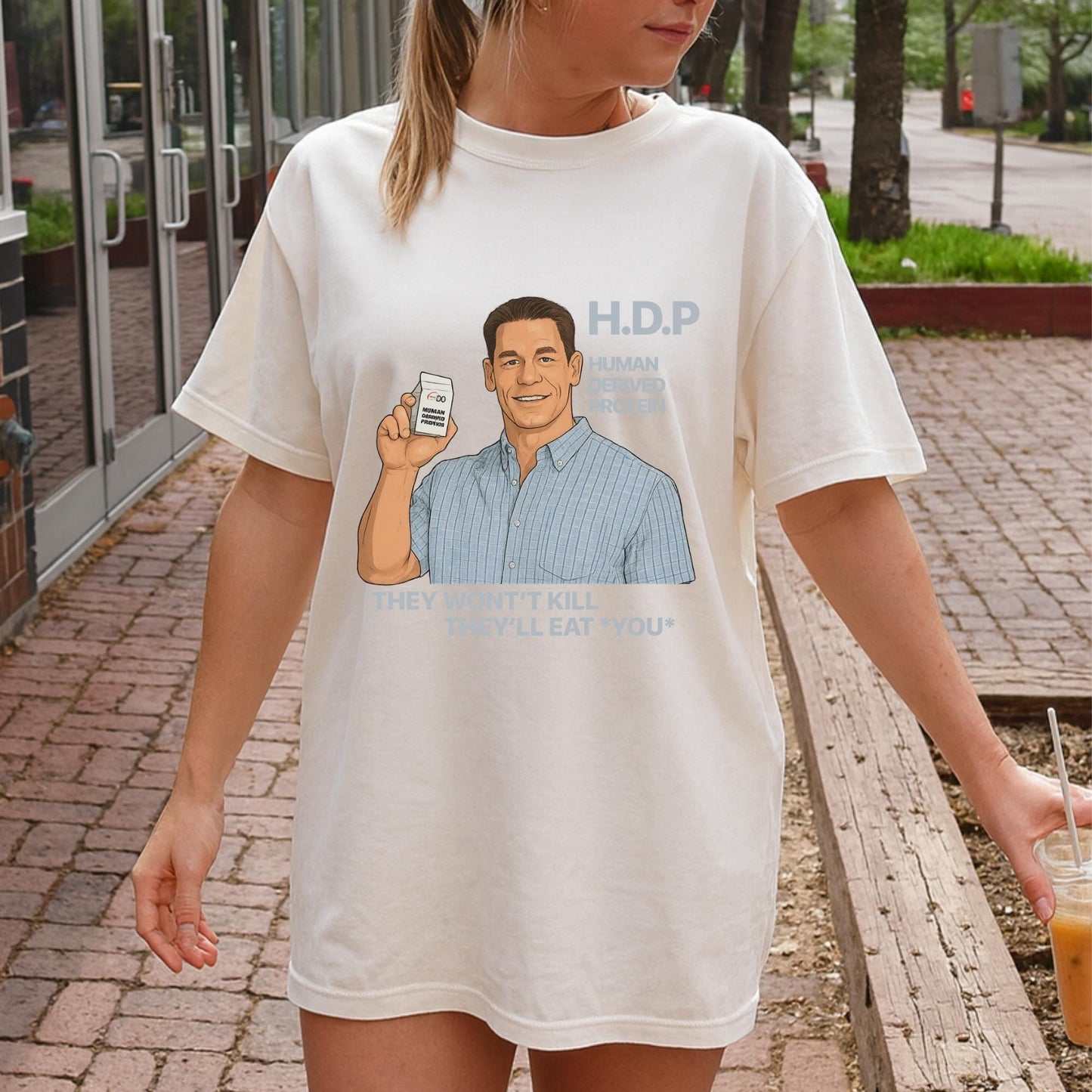 Pluribus HDP T-Shirt, John Cena Human Derived Protein Shirt, Pluribus Series Iconic Scene Tee, Sci-Fi Dark Humor Unisex Shirt