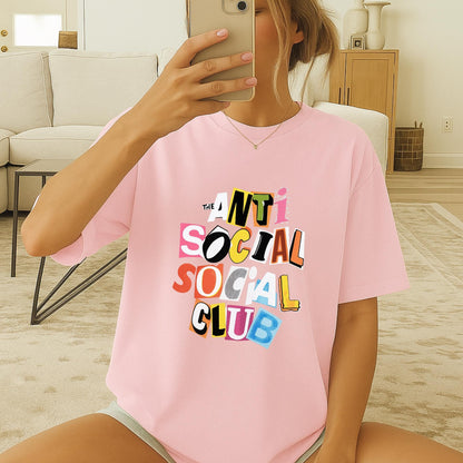Anti Social Parody T-Shirt, Colorful Collage Letter Tee, Ransom Letter Style Funny Shirt, Anti Social Aesthetic Graphic Top, Social Club