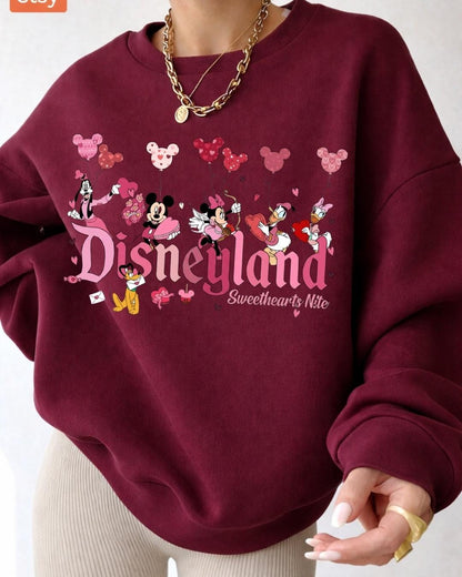 Disneyland Valentines Day Sweatshirt, Mickey and Friends Shirt, Disney Sweethearts Sweater, Retro Disneyland Valentine's Hoodie