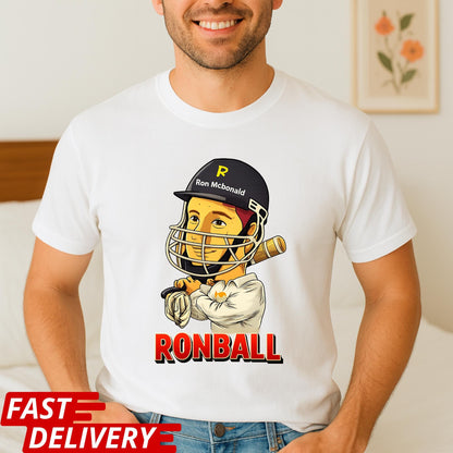 Ronball Shirt, Ron Mcbonald Cricket T Shirt, Funny Cricket Player Tee, Sports Parody Graphic Shirt, Unisex Statement Tee