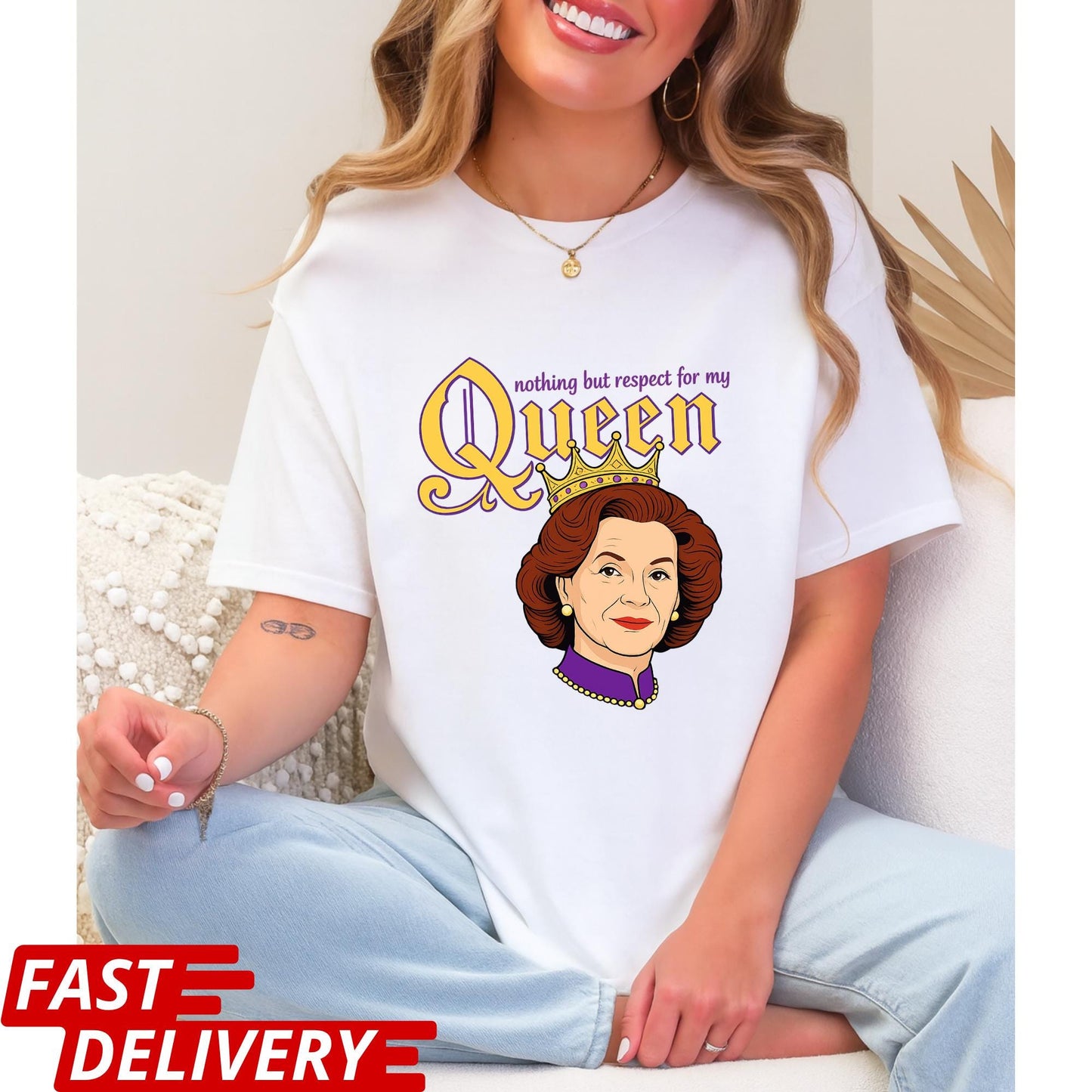 Emily Gilmore Shirt, Gilmore Girls Fan Tee, Retro Queen Graphic T-Shirt, Nothing But Respect for My Queen, Funny TV Show Merch Top