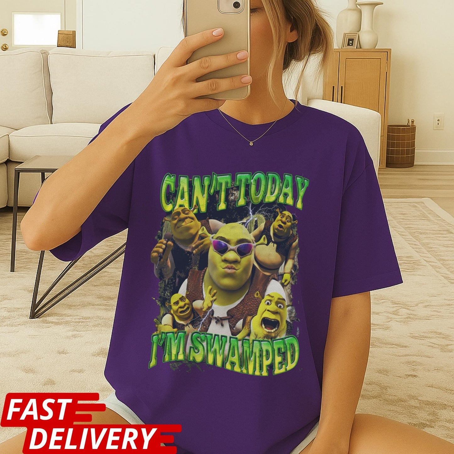 Funny Shrek Meme Shirt: Can't Today I'm Swamped, Funny Meme Shirt, Can't Today I'm Swamped Tee, Chaotic Humor Graphic Tee, Cartoon T-Shirt