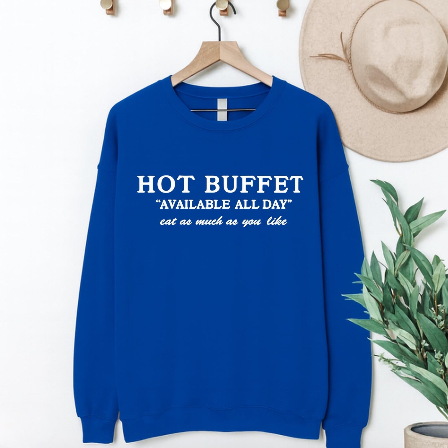Hot Buffet Available All Day Shirt, Funny Text T Shirt, Meme Quote Tee, Y2K Humor Graphic Shirt Gift