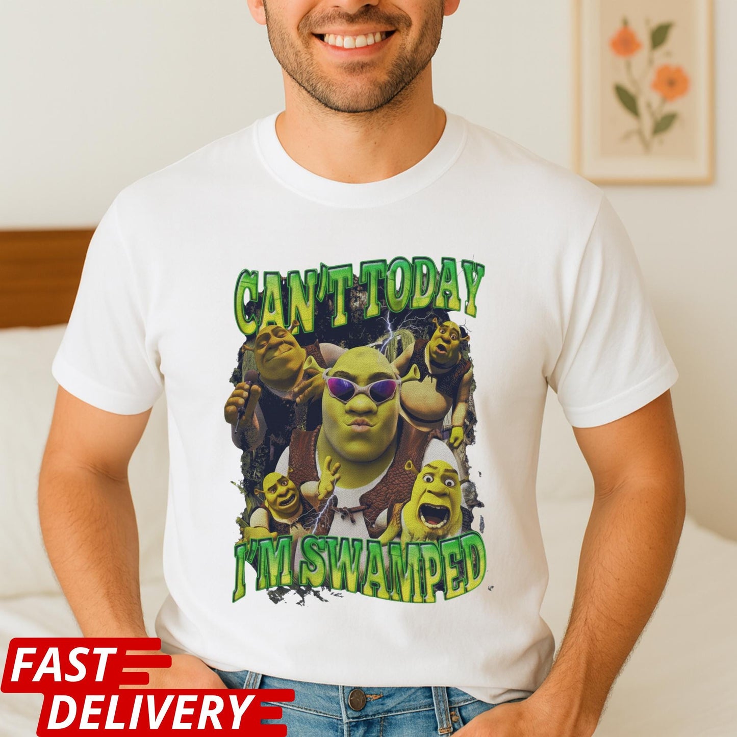 Funny Shrek Meme Shirt: Can't Today I'm Swamped, Funny Meme Shirt, Can't Today I'm Swamped Tee, Chaotic Humor Graphic Tee, Cartoon T-Shirt
