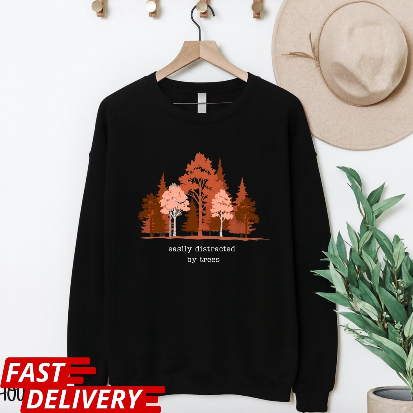 Easily Distracted By Trees Shirt, Nature Lover T-Shirt, Hiking Tee, Forest Graphic Shirt, Outdoor Aesthetic Tee, CottonBody Comfort Tee