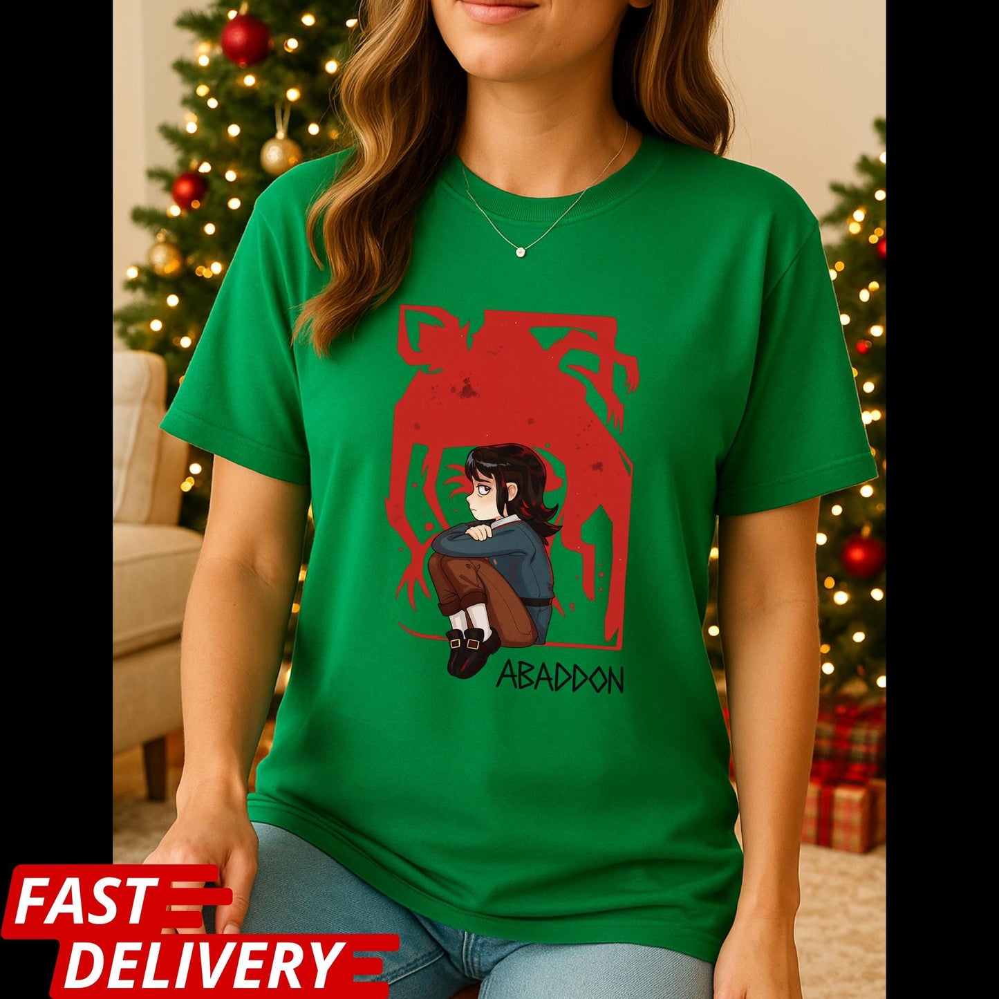 Haunted Hotel Abaddon Cartoon Inspired Custom T-shirt Dark Anime Horror Tee, Gothic Demon Graphic Shirt, Occult Art Aesthetic TShirt