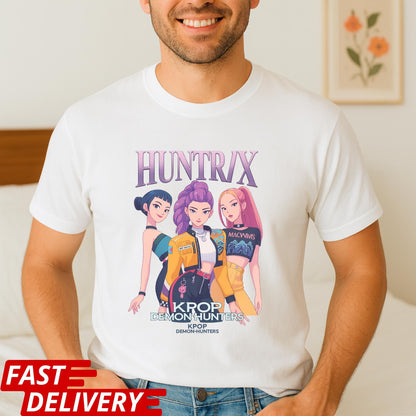 Huntrix Kpop Demon Hunters Shirt, Anime Girl Group Tee, Virtual Idol Graphic T-Shirt, Cute Kpop Merch Gift, Stylish Korean Pop Top