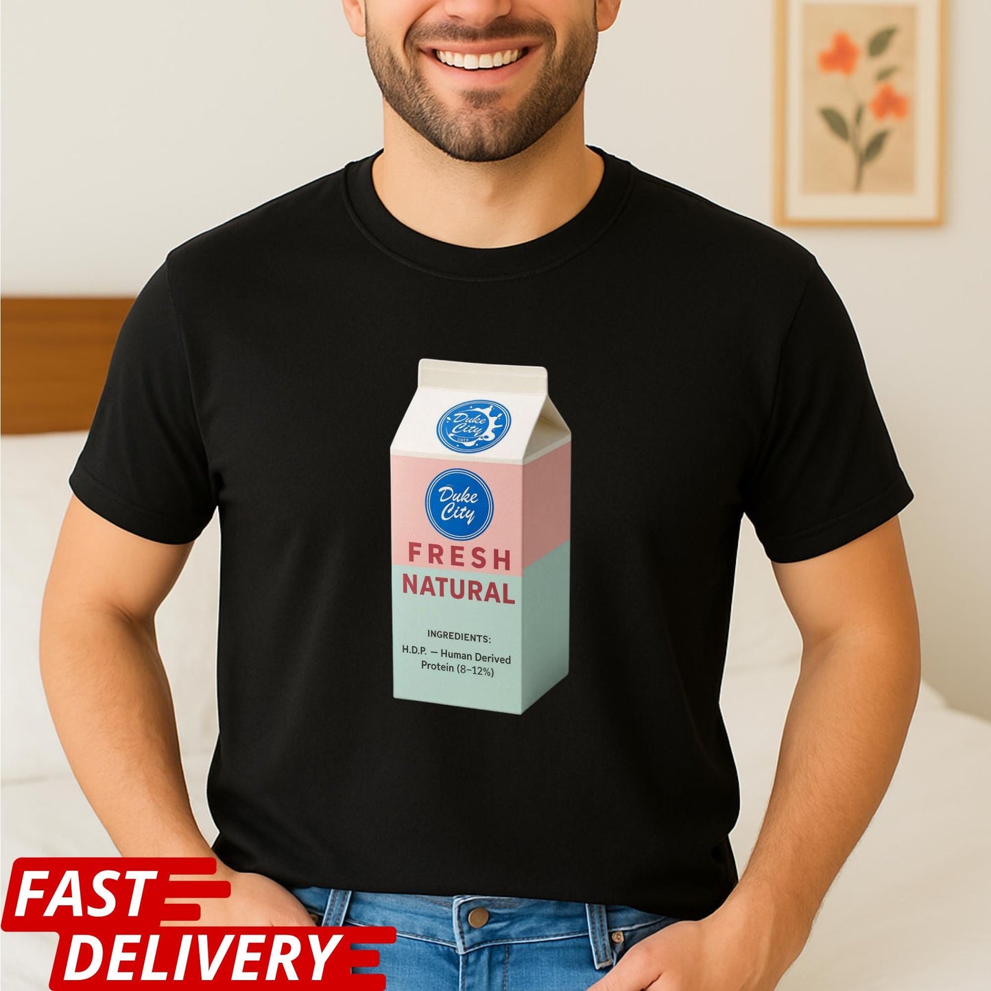 Pluribus HDP Milk Carton T-Shirt, Human-Derived Protein (HDP) Design, Pluribus Series Fan Shirt, John Cena Cameo Tee, Dark Sci-Fi TV Shirt