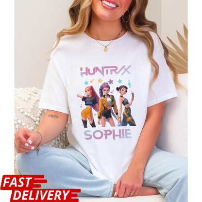 HUNTRX Sophie T-Shirt, Gamer Girl Anime Style Tee, Kpop Aesthetic Shirt, Virtual Idol Graphic Tee, Cool Pop Star Character Shirt