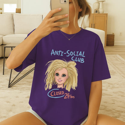 Anti Social Club Barbie Meme T-Shirt, Messy Barbie Head Tee, Funny Barbie Parody Shirt, Closed 24hrs Graphic Top, Barbiecore Aesthetic Tee