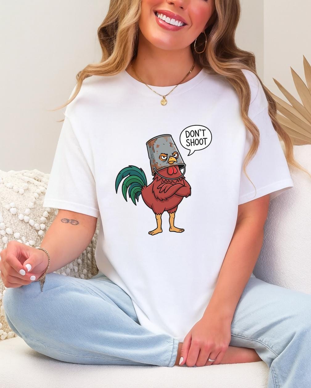 Arc Raiders Funny T Shirt, Don’t Shoot Gamer Meme Tee, Arc Raiders Chicken Shirt, Sarcastic Arcade Graphic TShirt, Unisex Gamer Tee