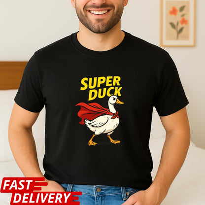Super Duck Shirt, Funny Cartoon Duck T-Shirt, Superhero Animal Graphic Tee, Cute Comic Duck Tee, Gift for Duck Lovers, Silly Animal Shirt