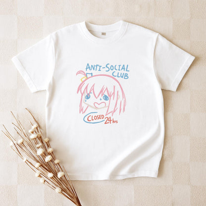Anti Social Club Anime T-Shirt, Kawaii Sad Girl Tee, Funny Introvert Shirt, Closed 24hrs Graphic Tee, Pastel Aesthetic Anime Top