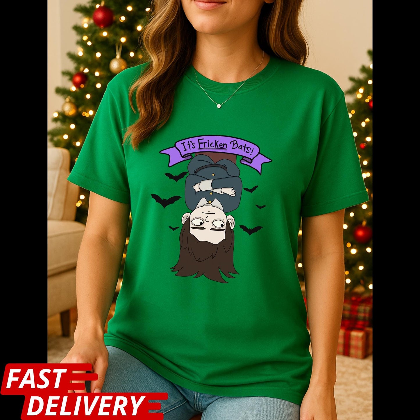 Haunted Hotel Abaddon Cartoon Inspired Custom T-shirt Dark Anime Horror Tee, Gothic Demon Graphic Shirt, Its Fricken Bats T Shirt