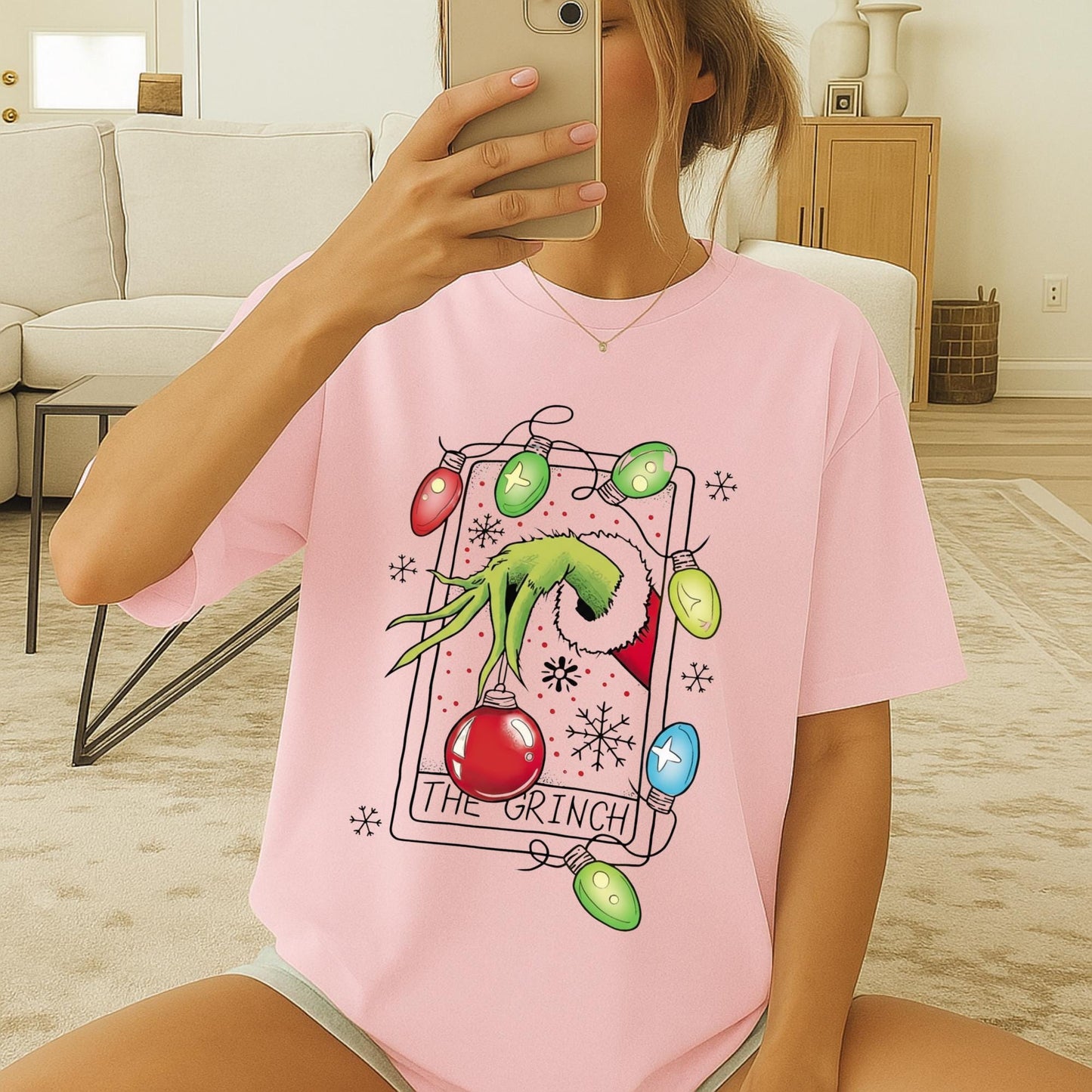 Funny Christmas Chief Parody T-Shirt, Green Mischief Hand Holiday Tee, Chief Xmas Lights Graphic Shirt, Cute Festive Cartoon Top