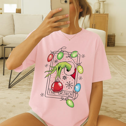 Funny Christmas Chief Parody T-Shirt, Green Mischief Hand Holiday Tee, Chief Xmas Lights Graphic Shirt, Cute Festive Cartoon Top