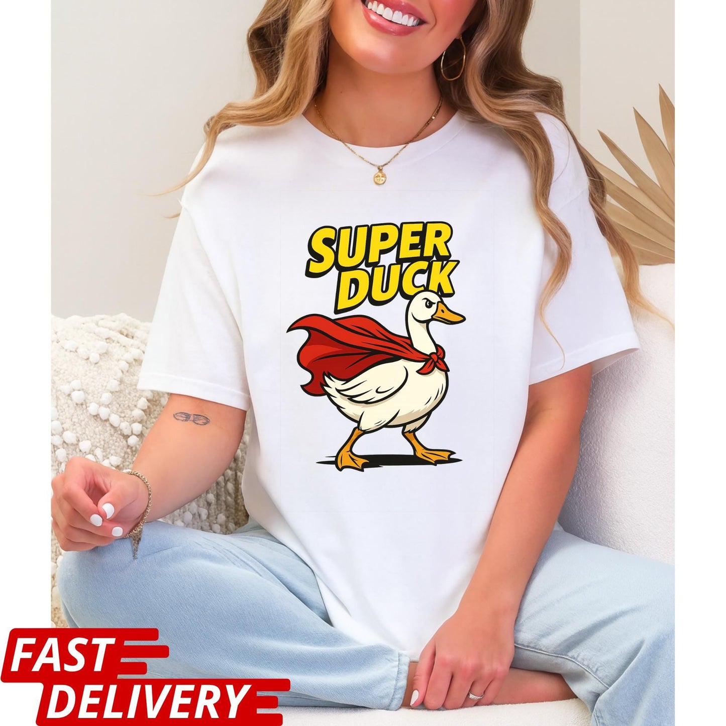 Super Duck Shirt, Funny Cartoon Duck T-Shirt, Superhero Animal Graphic Tee, Cute Comic Duck Tee, Gift for Duck Lovers, Silly Animal Shirt