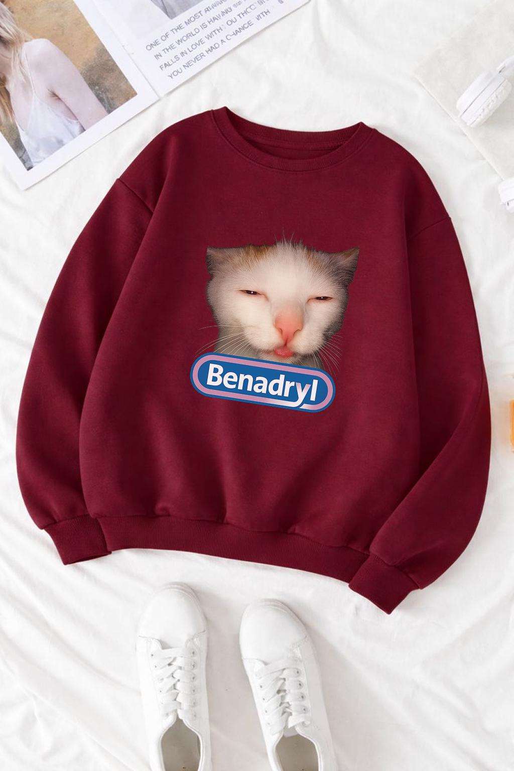 Benadryl Meme Cat Shirt, Funny Sleepy Cat T Shirt, Viral Benadryl Cat Meme Tee, Tired Cat Humor Shirt, Unisex Funny Graphic Tee