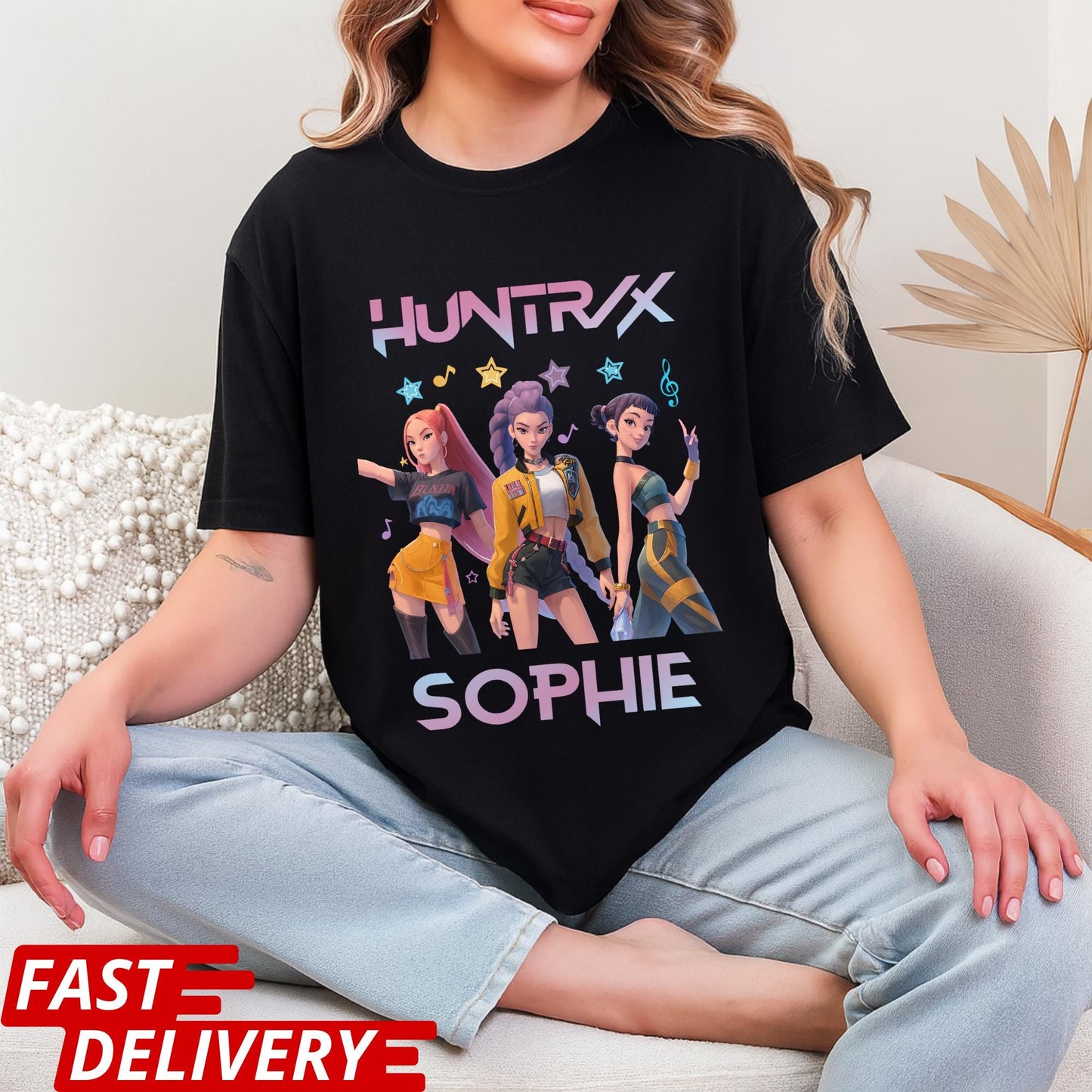 HUNTRX Sophie T-Shirt, Gamer Girl Anime Style Tee, Kpop Aesthetic Shirt, Virtual Idol Graphic Tee, Cool Pop Star Character Shirt