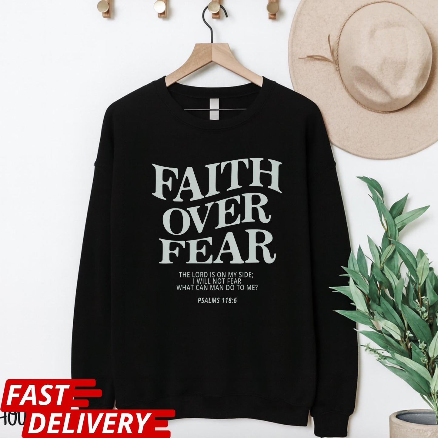 Faith Over Fear Shirt, Christian Scripture Tee, Bible Verse Psalms 118:6 Shirt, Inspirational Jesus Shirt, Religious Gift Tee