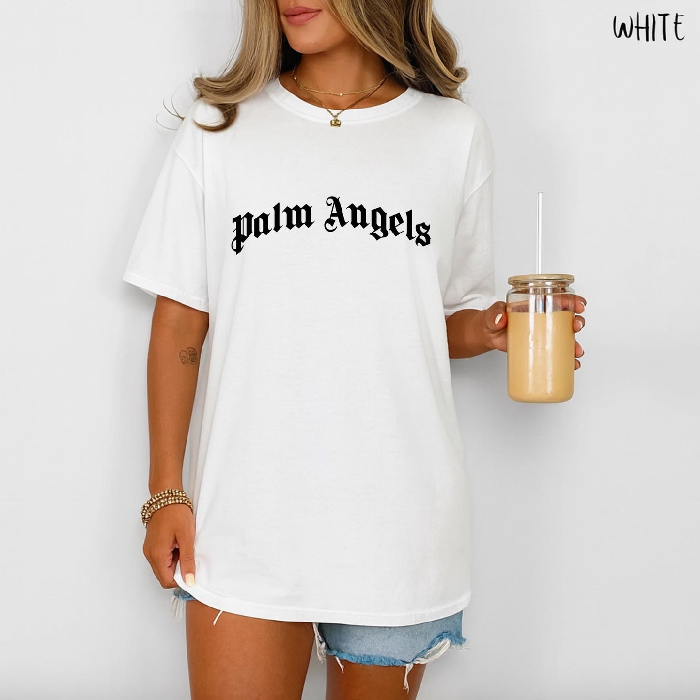 Palm Angels Inspired Oversized Sweatshirt, Gothic Font Streetwear