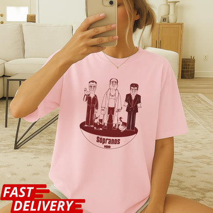 The Sopranos Cartoon Shirt, HBO Gangster TV Show Tee, Retro Mafia Graphic T-Shirt, Funny Mobster Gift, Vintage Crime Series Merch