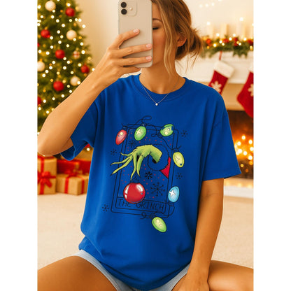 Funny Christmas Chief Parody T-Shirt, Green Mischief Hand Holiday Tee, Chief Xmas Lights Graphic Shirt, Cute Festive Cartoon Top