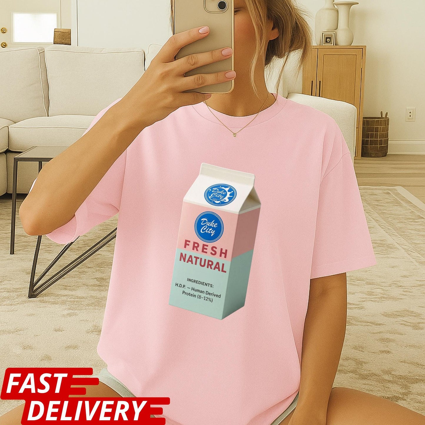 Pluribus HDP Milk Carton T-Shirt, Human-Derived Protein (HDP) Design, Pluribus Series Fan Shirt, John Cena Cameo Tee, Dark Sci-Fi TV Shirt