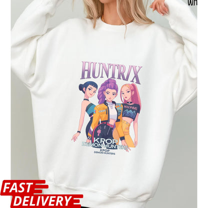 Huntrix Kpop Demon Hunters Shirt, Anime Girl Group Tee, Virtual Idol Graphic T-Shirt, Cute Kpop Merch Gift, Stylish Korean Pop Top
