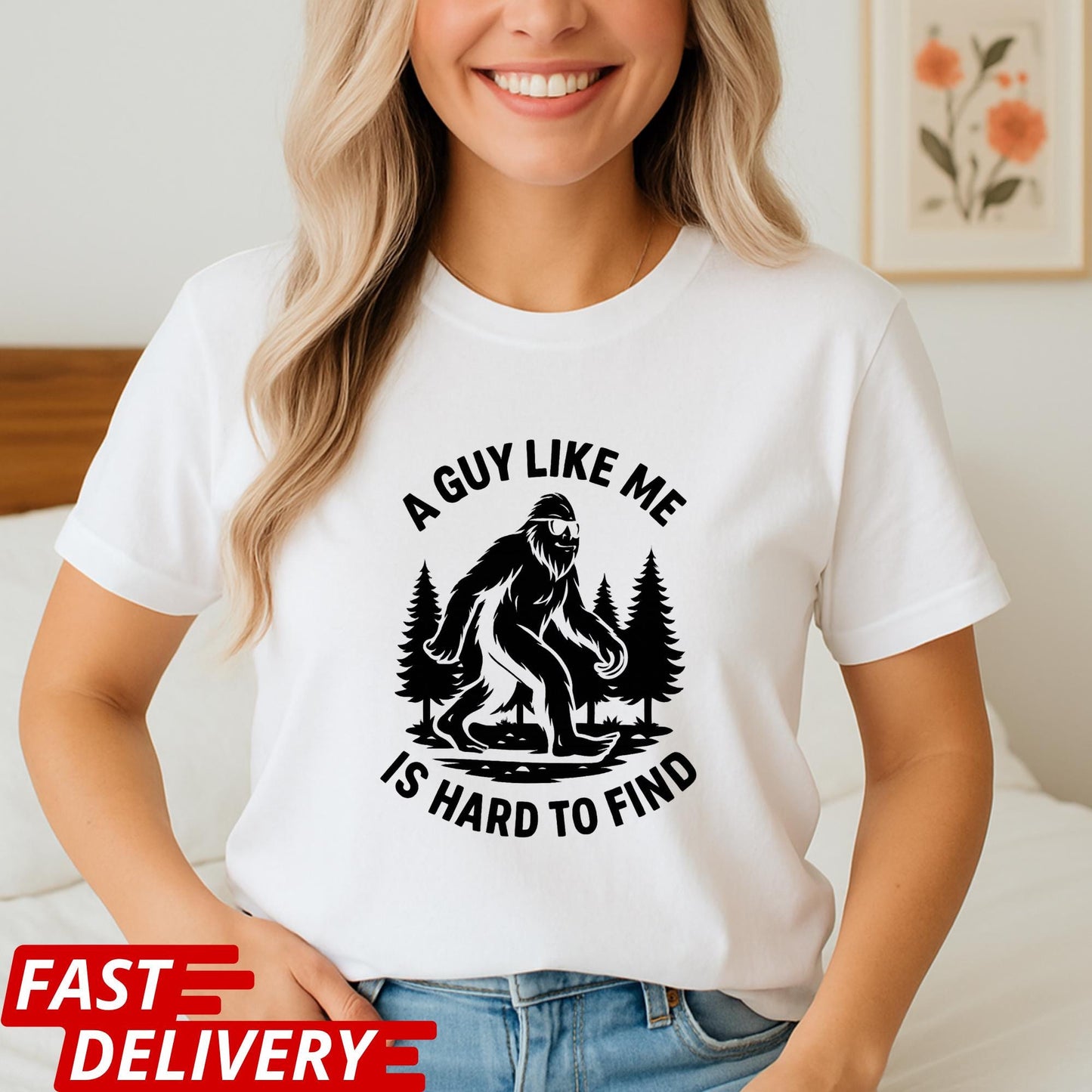 A Guy Like Me Is Hard to Find Shirt, Funny Bigfoot T-Shirt, Sasquatch Tee, Retro Camping Shirt, Outdoorsmen Gift, CottonBody Graphic Tee