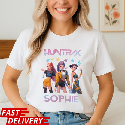 HUNTRX Sophie T-Shirt, Gamer Girl Anime Style Tee, Kpop Aesthetic Shirt, Virtual Idol Graphic Tee, Cool Pop Star Character Shirt