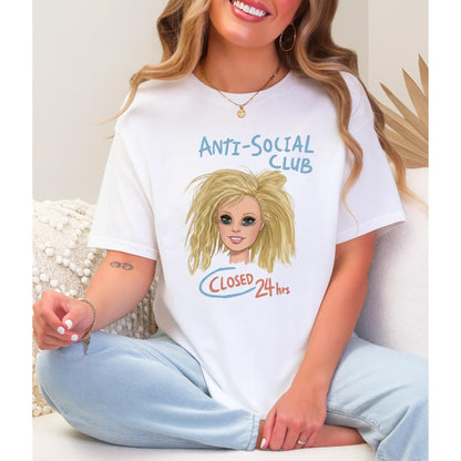 Anti Social Club Barbie Meme T-Shirt, Messy Barbie Head Tee, Funny Barbie Parody Shirt, Closed 24hrs Graphic Top, Barbiecore Aesthetic Tee