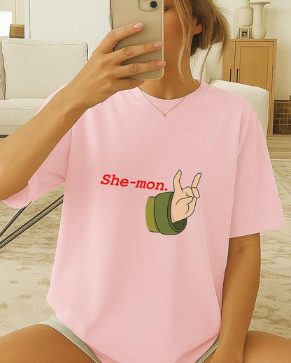 Haunted Hotel She-mon Shirt, Horror Comedy T-Shirt, Funny Dark Humor Tee, Cartoon Hand Gesture Shirt, Unisex Graphic Tee