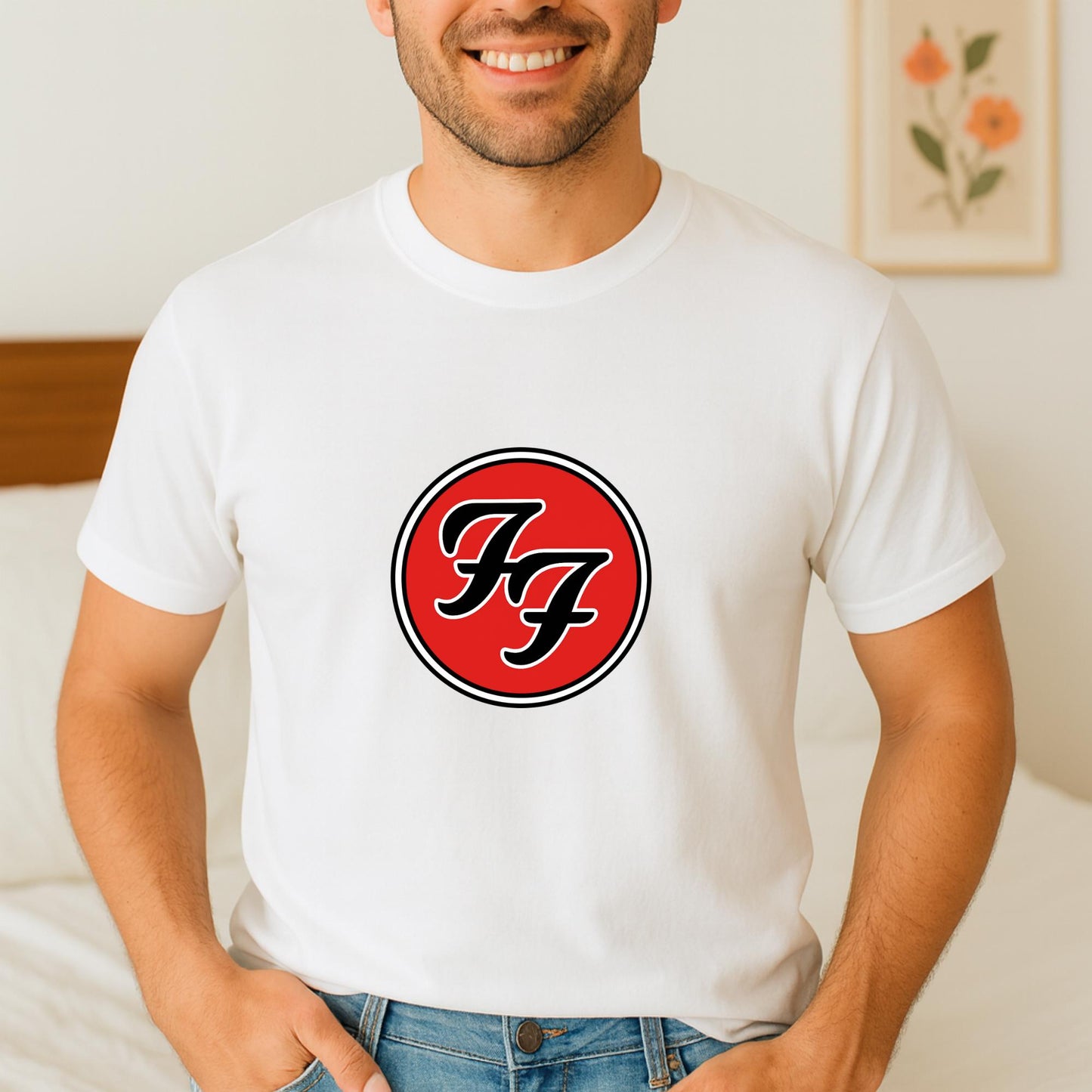 Iconic Rock Band Logo T-Shirt, Grunge Music Fan Tee, Vintage Style Concert Shirt, Foo Fighters Inspired Merch, FF Circle Tee, Unisex Gift