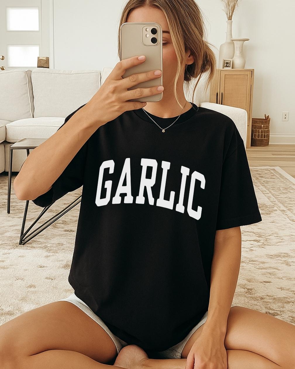 Garlic Shirt, Garlic Sweatshirt, Collegiate Crewneck Sweater, Christmas Gift for Italian Food Fans, Trendsetters and Fun Hoodie