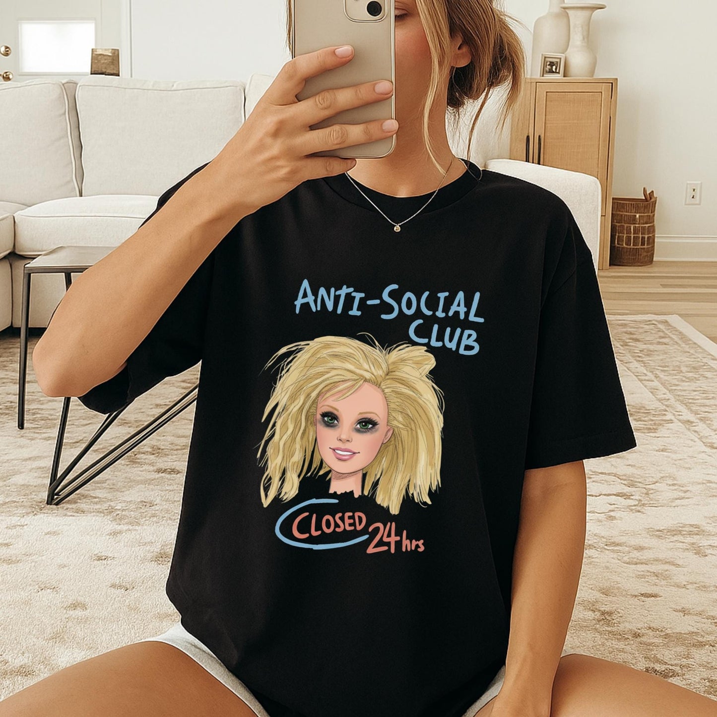 Anti Social Club Barbie Meme T-Shirt, Messy Barbie Head Tee, Funny Barbie Parody Shirt, Closed 24hrs Graphic Top, Barbiecore Aesthetic Tee