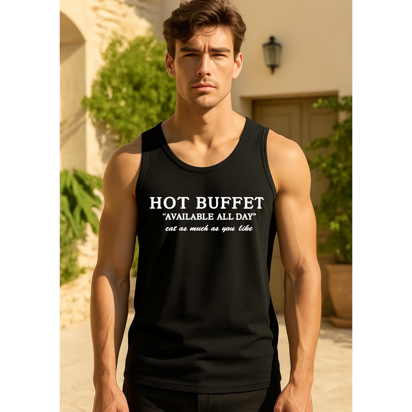 Hot Buffet Available All Day Shirt, Funny Text T Shirt, Meme Quote Tee, Y2K Humor Graphic Shirt Gift