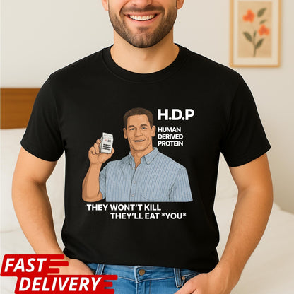 Pluribus HDP T-Shirt, John Cena Human Derived Protein Shirt, Pluribus Series Iconic Scene Tee, Sci-Fi Dark Humor Unisex Shirt