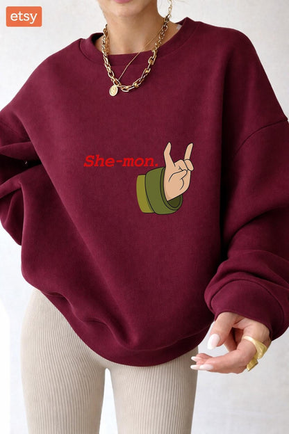 Haunted Hotel She-mon Shirt, Horror Comedy T-Shirt, Funny Dark Humor Tee, Cartoon Hand Gesture Shirt, Unisex Graphic Tee