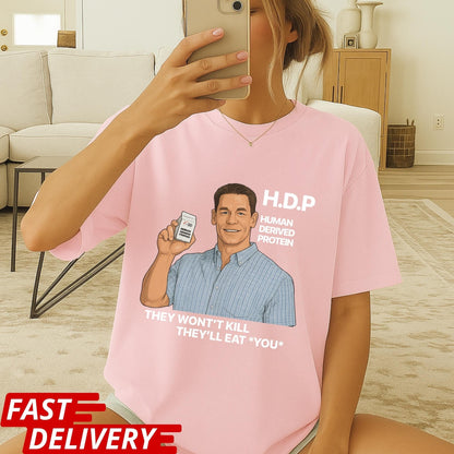 Pluribus HDP T-Shirt, John Cena Human Derived Protein Shirt, Pluribus Series Iconic Scene Tee, Sci-Fi Dark Humor Unisex Shirt